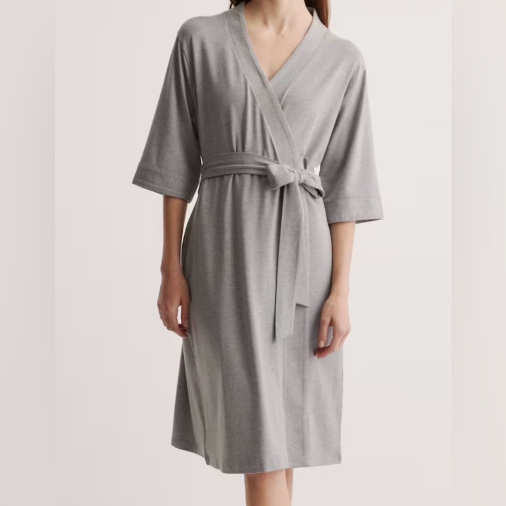 Quince Bamboo Jersey Robe, heather gray, X-Large